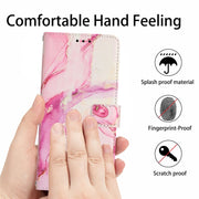 For Samsung Galaxy S25 5G Painted Marble Pattern Leather Phone Case(Rose Gold)