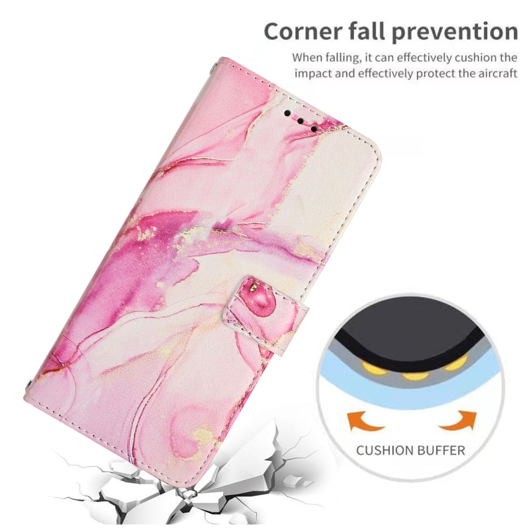 For Samsung Galaxy S25 5G Painted Marble Pattern Leather Phone Case(Rose Gold)