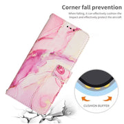 For Samsung Galaxy S25 5G Painted Marble Pattern Leather Phone Case(Rose Gold)