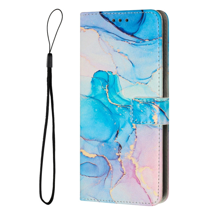 For Samsung Galaxy S25 5G Painted Marble Pattern Leather Phone Case(Pink Green)