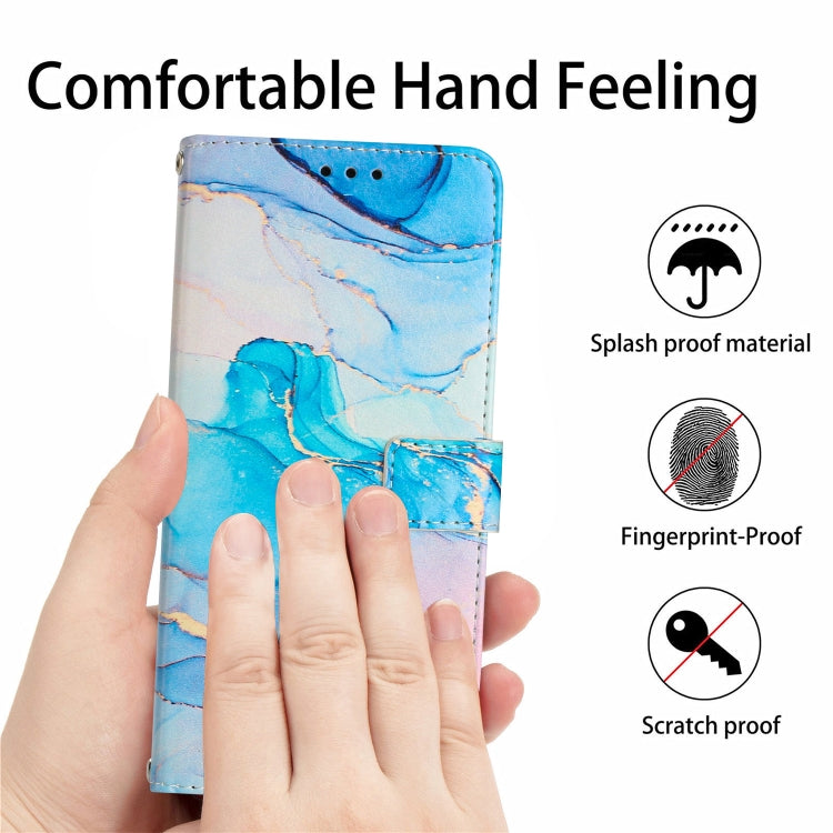 For Samsung Galaxy S25 5G Painted Marble Pattern Leather Phone Case(Pink Green)