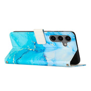 For Samsung Galaxy S25+ 5G Painted Marble Pattern Leather Phone Case(Blue Green)