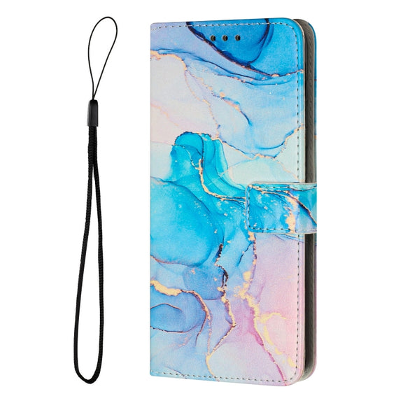 For Samsung Galaxy S25+ 5G Painted Marble Pattern Leather Phone Case(Pink Green)