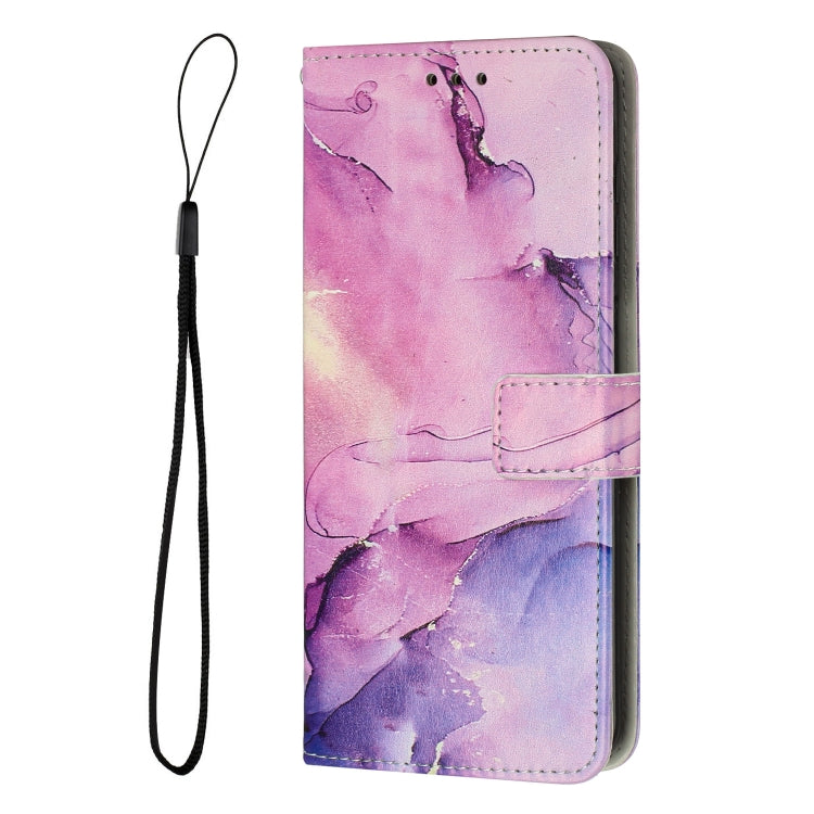 For Samsung Galaxy S25+ 5G Painted Marble Pattern Leather Phone Case(Purple)