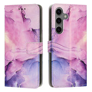 For Samsung Galaxy S25+ 5G Painted Marble Pattern Leather Phone Case(Purple)