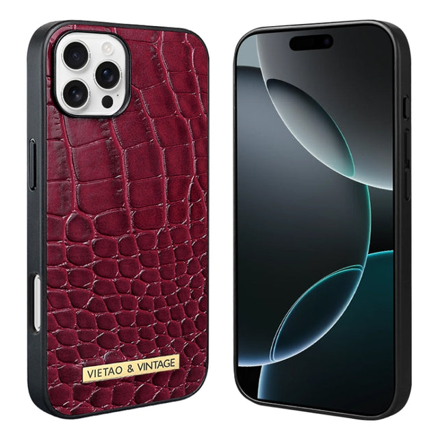 For iPhone 16 Pro VIETAO Alligator Texture PU Phone Case(Red)