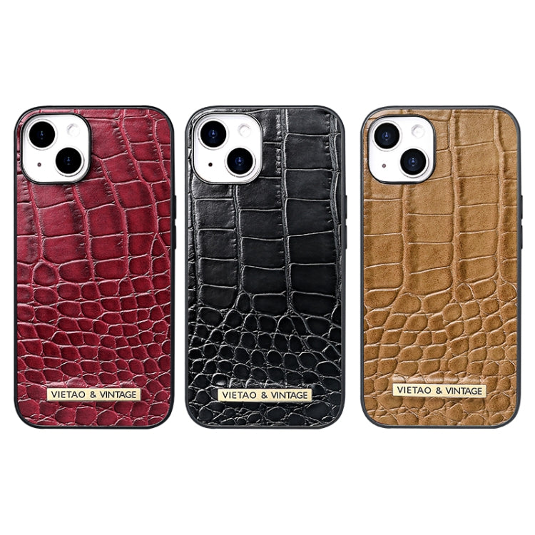 For iPhone 16 Pro VIETAO Alligator Texture PU Phone Case(Brown)