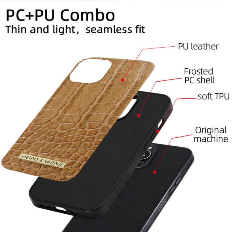 For iPhone 16 Pro VIETAO Alligator Texture PU Phone Case(Brown)