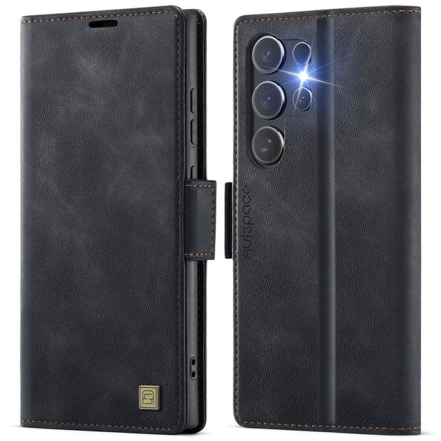 For Samsung Galaxy S25 Ultra 5G AutSpace A11 Side Buckle MagSafe Magnetic RFID Phone Leather Case(Black)