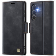 For Samsung Galaxy S25 5G AutSpace A11 Side Buckle MagSafe Magnetic RFID Phone Leather Case(Black)