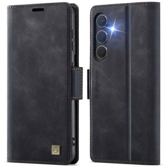 For Samsung Galaxy S25 5G AutSpace A11 Side Buckle MagSafe Magnetic RFID Phone Leather Case(Black)