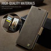 For Samsung Galaxy S25 5G AutSpace A11 Side Buckle MagSafe Magnetic RFID Phone Leather Case(Coffee)