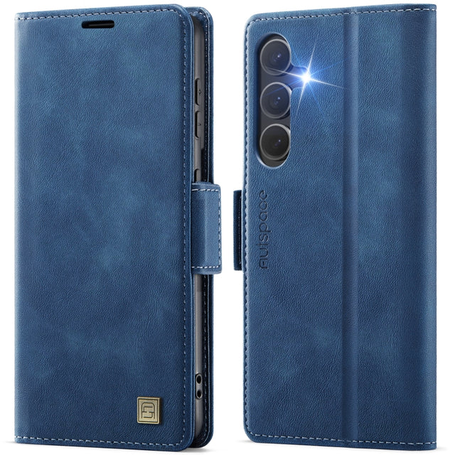 For Samsung Galaxy S25+ 5G AutSpace A11 Side Buckle MagSafe Magnetic RFID Phone Leather Case(Blue)