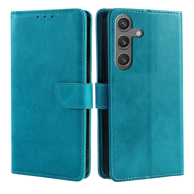 For Samsung Galaxy S25 5G Calf Texture Buckle Flip Leather Phone Case(Light Blue)