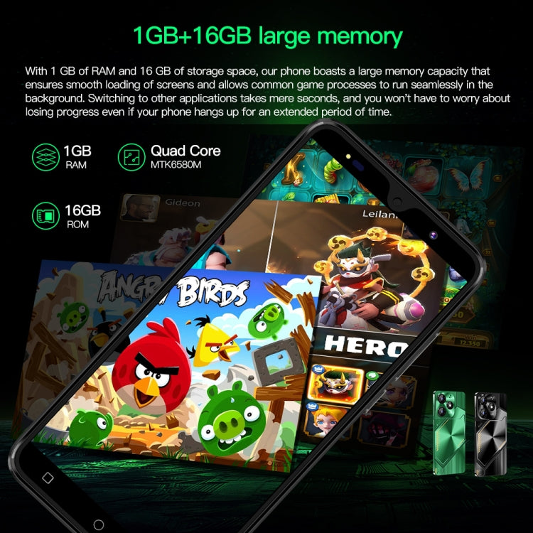 Povo6 Neo / DP29, 1GB+16GB, Face Identification, 5.0 inch Android 8.1 MTK6580M Quad Core, Network: 3G, Dual SIM, Plug:US Plug(Green)