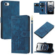 For iPhone 16e Tulips Embossed Leather Phone Case with Lanyard(Blue) - iPhone 16e Cases by PMC TechLife | Online Shopping South Africa | PMC TechLife | Buy Now Pay Later Mobicred