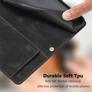 For iPhone 16e Tulips Embossed Leather Phone Case with Lanyard(Black)