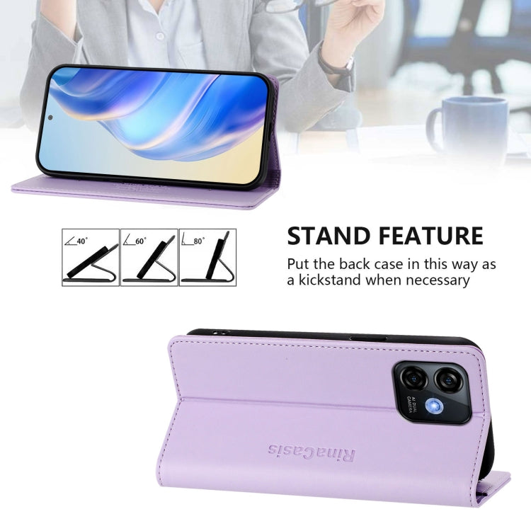 For Ulefone Note 16 Pro RC01 Dual-Folded Magnetic Suction RFID Leather Phone Case(Light Purple)