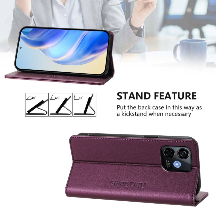 For Ulefone Note 16 Pro RC01 Dual-Folded Magnetic Suction RFID Leather Phone Case(Violet)