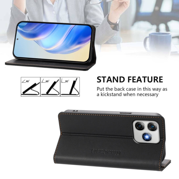 For Ulefone Note 18 Ultra 5G RC01 Dual-Folded Magnetic Suction RFID Leather Phone Case(Black)