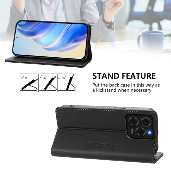 For Ulefone Note 20 Pro RC01 Dual-Folded Magnetic Suction RFID Leather Phone Case(Black)