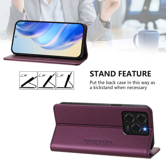 For Ulefone Note 20 Pro RC01 Dual-Folded Magnetic Suction RFID Leather Phone Case(Violet)