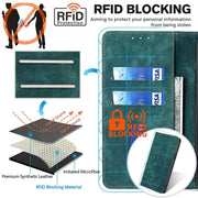 For Samsung Galaxy S25+ 5G RFID Anti-theft Brush Magnetic Leather Phone Case(Green)