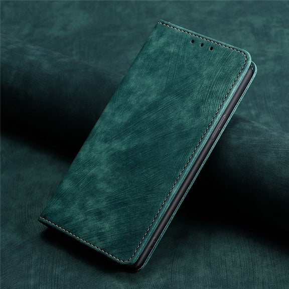 For Samsung Galaxy S25+ 5G RFID Anti-theft Brush Magnetic Leather Phone Case(Green)