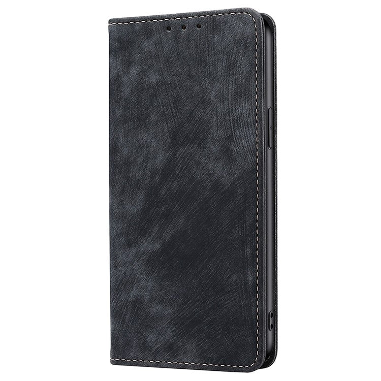 For Samsung Galaxy S25 Ultra 5G RFID Anti-theft Brush Magnetic Leather Phone Case(Black)