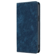 For Samsung Galaxy S25 Ultra 5G RFID Anti-theft Brush Magnetic Leather Phone Case(Blue)