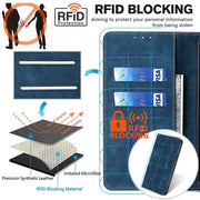 For Samsung Galaxy S25 Ultra 5G RFID Anti-theft Brush Magnetic Leather Phone Case(Blue)