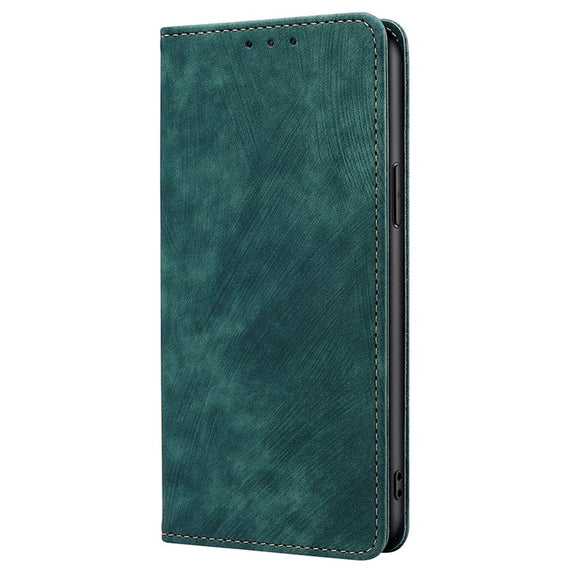 For Samsung Galaxy S25 Ultra 5G RFID Anti-theft Brush Magnetic Leather Phone Case(Green)