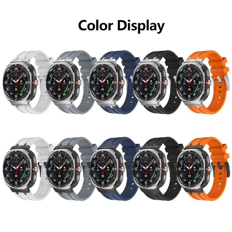For Samsung Galaxy Watch Ultra 47mm AP Series Liquid Silicone Watch Band(Silver White)