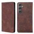 For Samsung Galaxy S25 5G Skin Feel Magnetic Leather Phone Case(Dark Brown) - free shipping - PMC Jewellery - Order now!