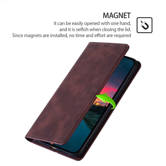 For Samsung Galaxy S25 5G Skin Feel Magnetic Leather Phone Case(Dark Brown)