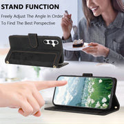 For Samsung Galaxy S25+ 5G Tulips Embossed Leather Phone Case with Lanyard(Black)