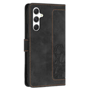 For Samsung Galaxy S25 5G Tulips Embossed Leather Phone Case with Lanyard(Black)