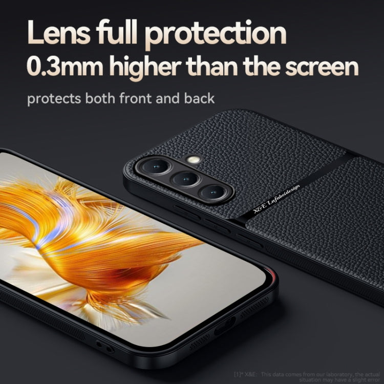 For Samsung Galaxy S25+ 5G Litchi Leather Magnetic Full Coverage Shockproof Phone Case(Navy Blue)