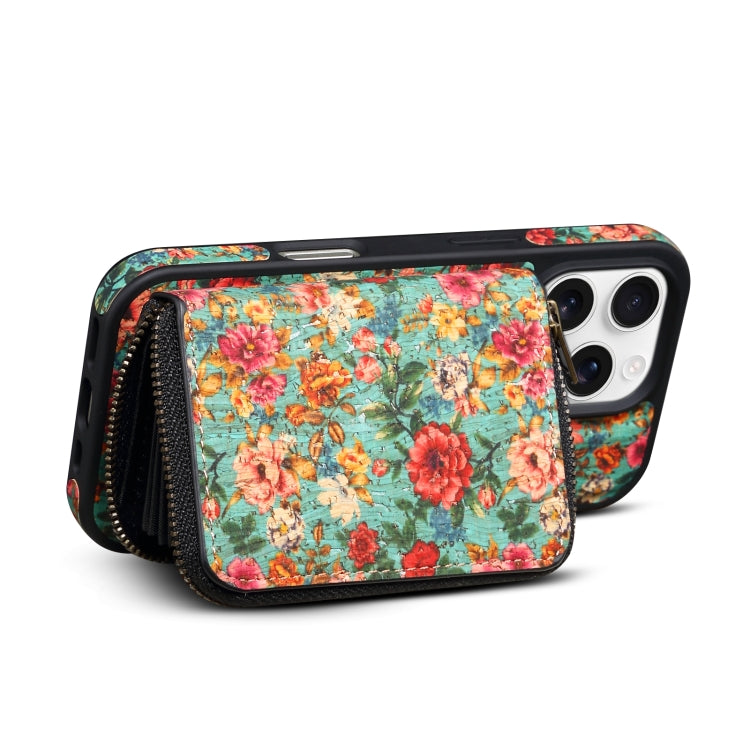 For iPhone 16 Pro Denior D23 MagSafe Detachable Zipper Wallet Holder Phone Case(Blue)