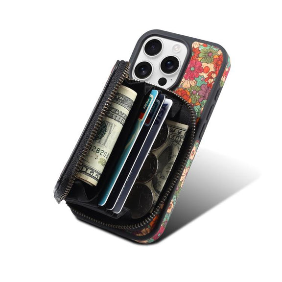 For iPhone 16 Denior D23 MagSafe Detachable Zipper Wallet Holder Phone Case(Red)