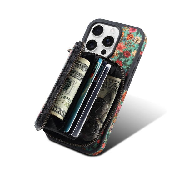 For iPhone 16 Denior D23 MagSafe Detachable Zipper Wallet Holder Phone Case(Blue)