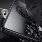 For Samsung Galaxy S25 Ultra 5G Frosted MagSafe Phone Case with 360 Degree Rotating Holder(Blue)