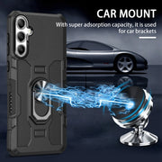 For Samsung Galaxy S25 5G Ring Holder Armor Hybrid Phone Case(Black)