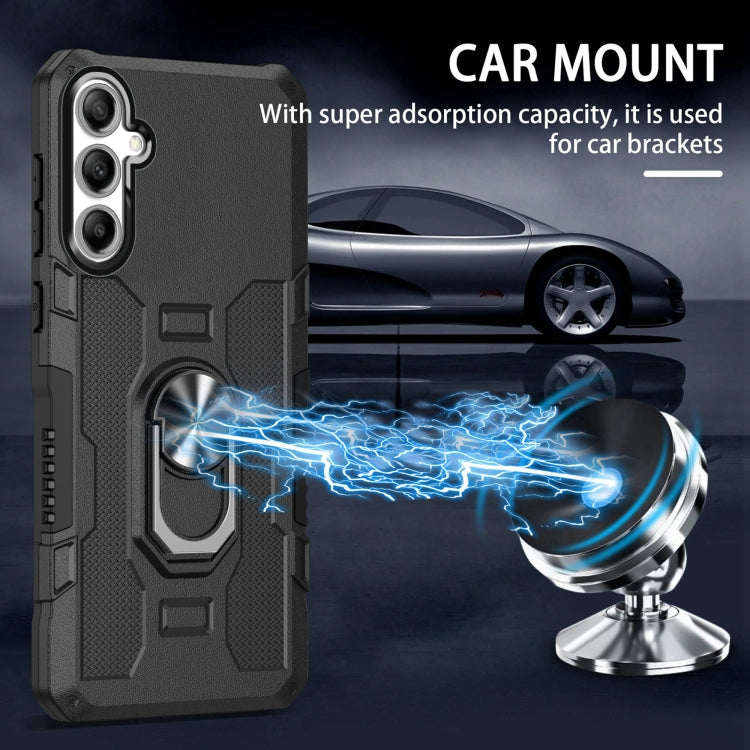For Samsung Galaxy S25 5G Ring Holder Armor Hybrid Phone Case(Black)