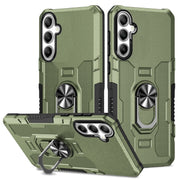 For Samsung Galaxy S25 5G Ring Holder Armor Hybrid Phone Case(Green)