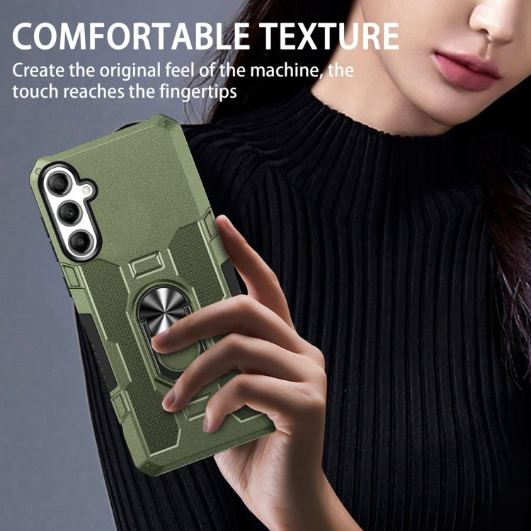 For Samsung Galaxy S25 5G Ring Holder Armor Hybrid Phone Case(Green)