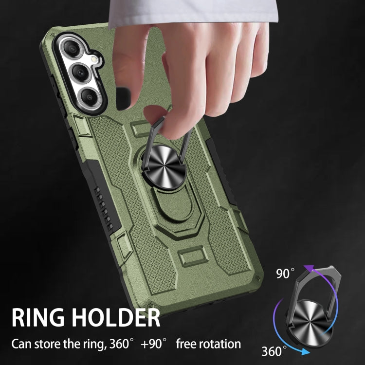 For Samsung Galaxy S25 5G Ring Holder Armor Hybrid Phone Case(Green)
