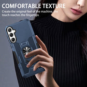 For Samsung Galaxy S25 5G Ring Holder Armor Hybrid Phone Case(Blue)