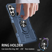 For Samsung Galaxy S25 5G Ring Holder Armor Hybrid Phone Case(Blue)