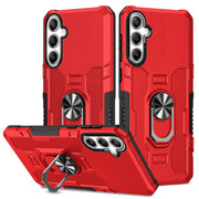 For Samsung Galaxy S25 5G Ring Holder Armor Hybrid Phone Case(Red)
